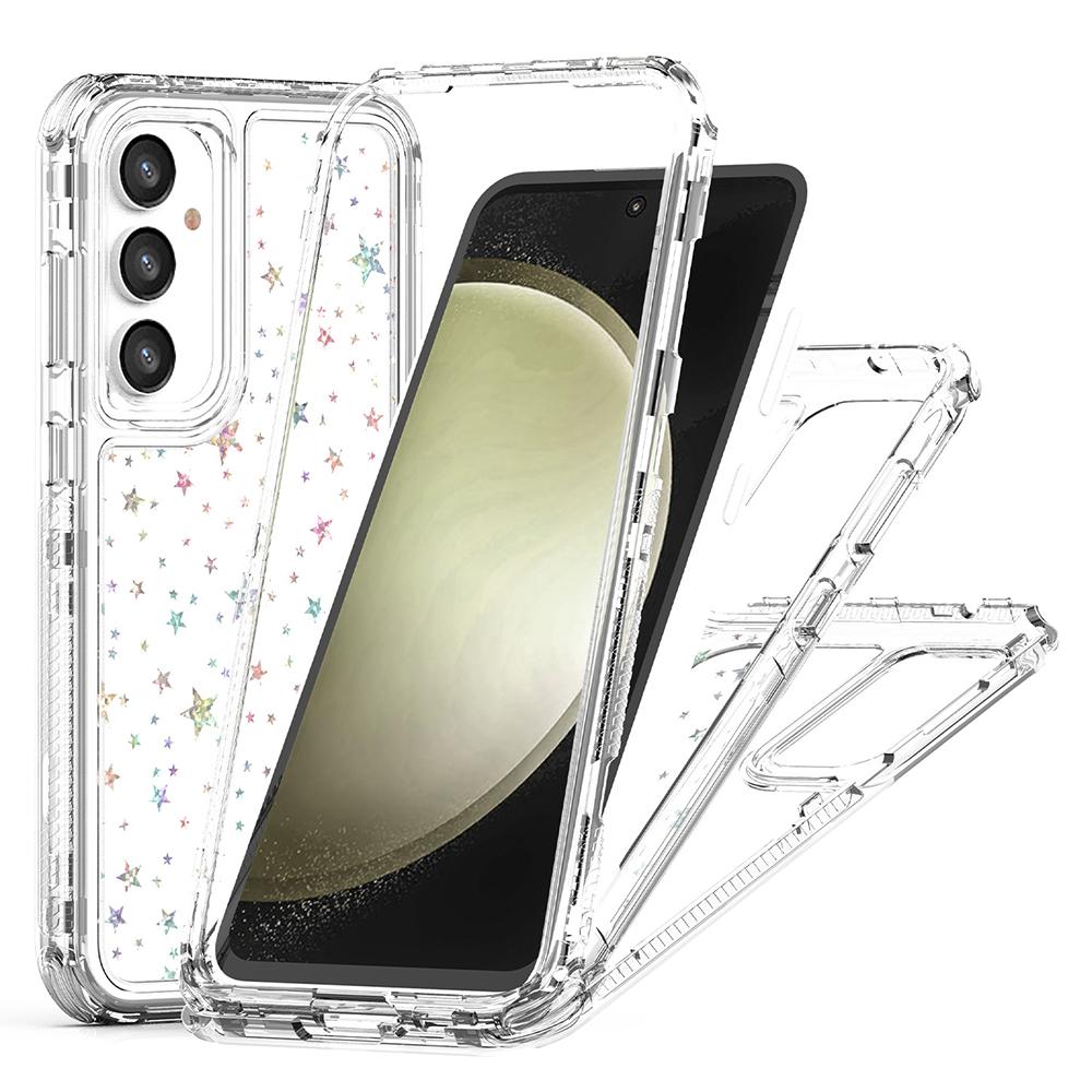 

For Samsung Galaxy S25+/S24+ Case Clear Acrylic TPU Hybrid Phone Cover with Laser-printed Film Stars