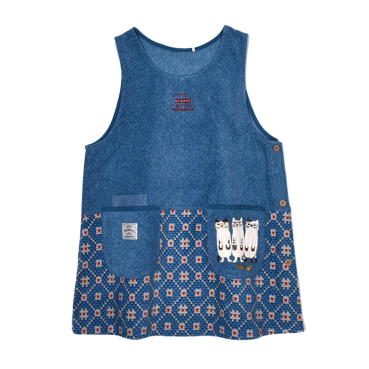 

Kusuguru Japan Apron Fleece Side Button Apron 236637 Blue M-L синий