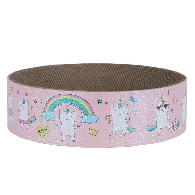 Christmas Three Color Round High Density Corrugated Paper Cat Scratcher Cat Bed Pet Supply
