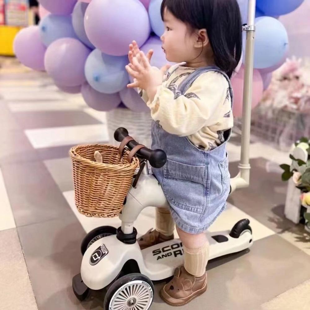 Kosz na kierownicę rowerową Rattanowy pleciony Koszyk przedni do wózka Mini koszyk przedni Dziecko