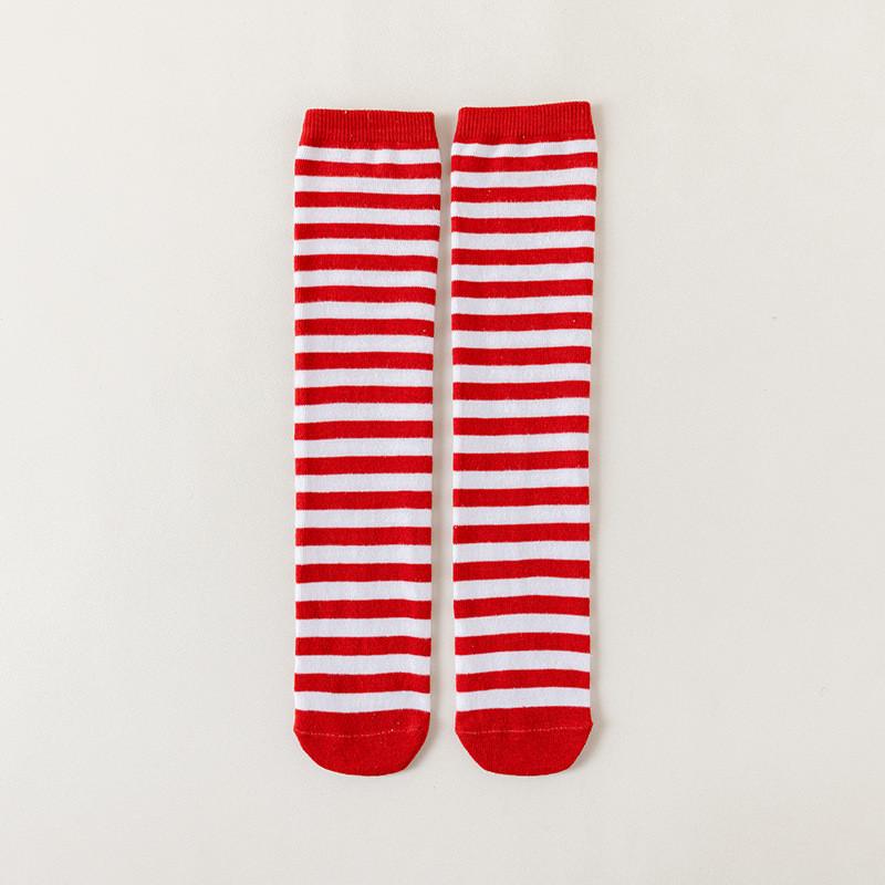 

Детские полосатые длинные носки красные рождественские детские для девочек принцессы новогодние осенне-зимние теплые носки для защиты ног 38cm красный