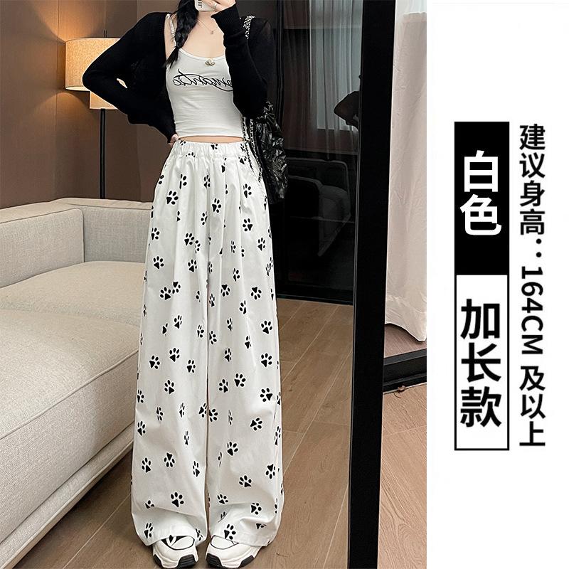 

Dog Footprint Yamamoto Pants Women s Spring Women s Pants Loose Casual Straight Pants High Waist White Wide Leg Pants XL