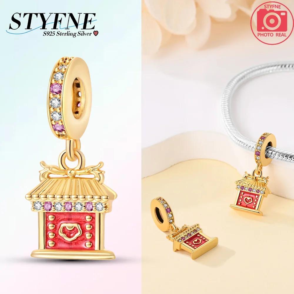 Original Copper Red New Year God Wealth Firecracker Pendant Gold Coin Beads Fit Bracelet Women Diy Gift Accessory