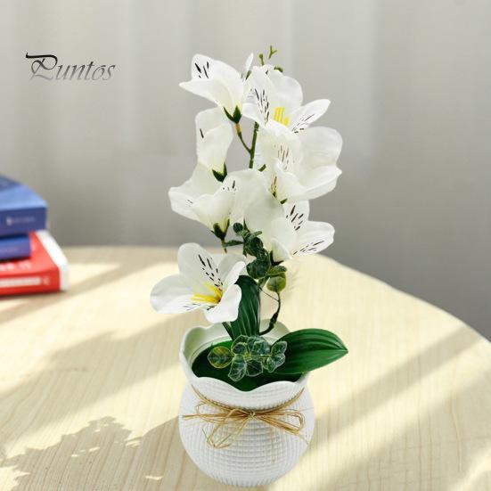 Simulation Magnolia Flower Artificial Potted 7 Head Home Office Living Room Table Centerpiece Wedding Faux Floral Plants Bonsai Indoor Outdoor Desktop