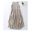 Plain Striped Loose Plus Size Women's New Pressed Pleated Literary Vest Dress