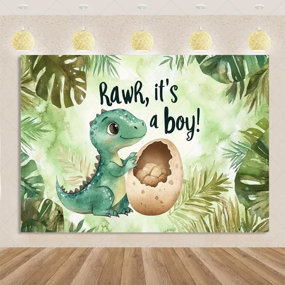 Cartoon Dinosaurier Kindergeburtstagsparty Dekoration Dschungeltier Hintergrundbanner Jurassic World Waldkulisse Für Babyparty