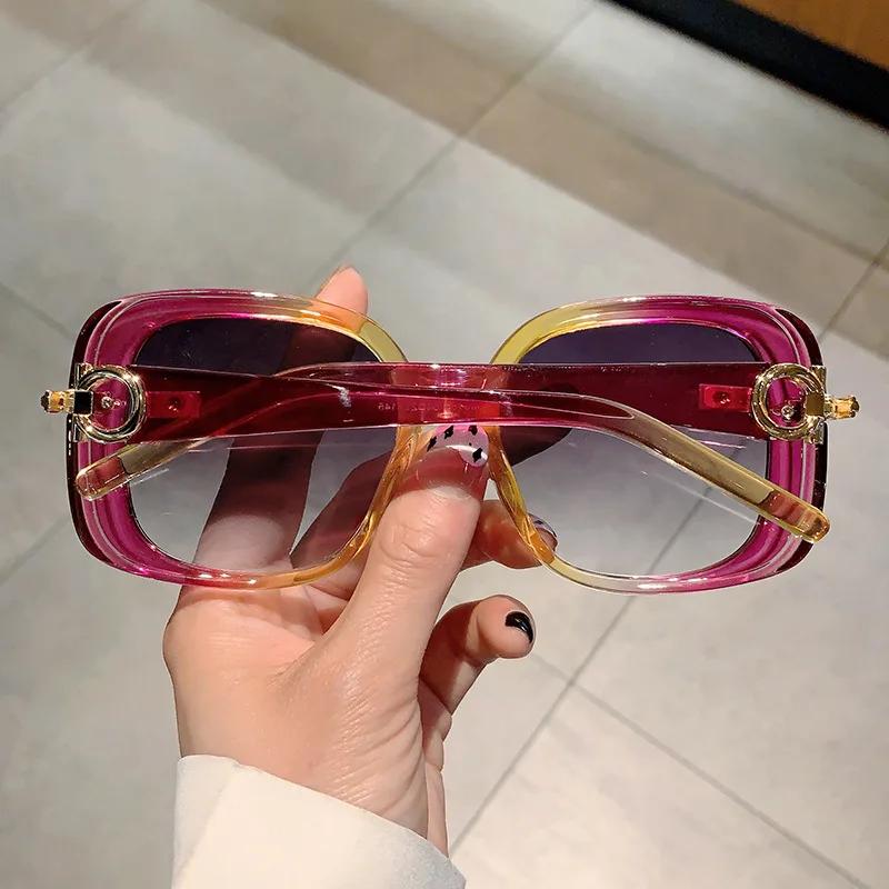 New Luxury Brand Designer Sunglass Square Big Frame Sunglasses Women For Men Fashion Vintage Sun Glasses Punk Rivet Shades Uv400