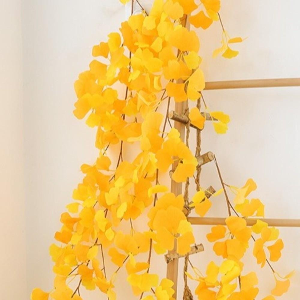 Waterproof Autumn Ginkgo Leaves Handmade Fake Ginkgo Vine Simulation Plant Vine  Home Decor