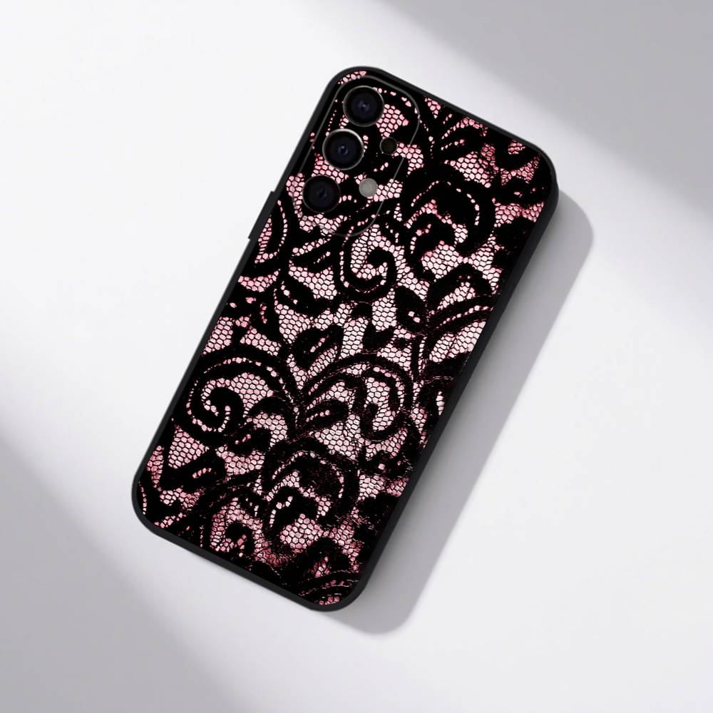 Vintage Lace Phone Case For Samsung S25,S24,S21,S22,S23,S30,Ultra,S20,Plus,Fe,Lite,5G Black Cover