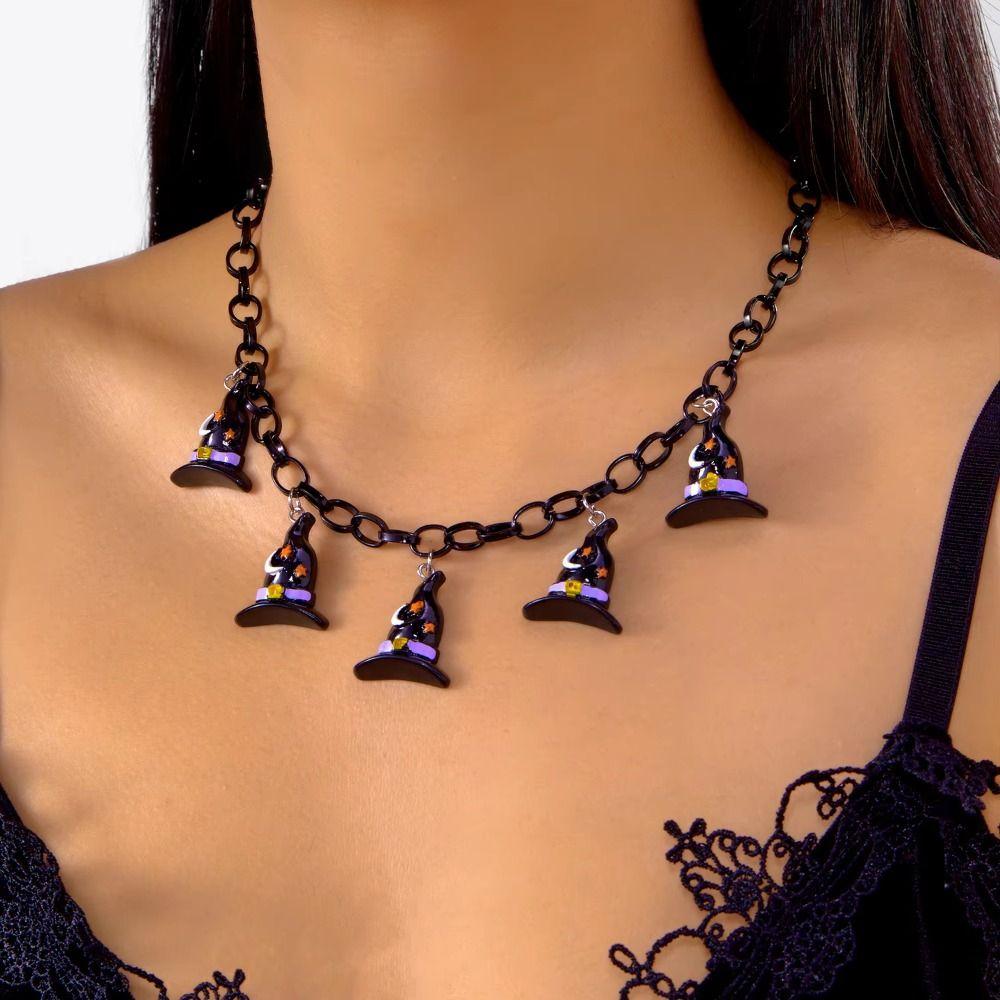 Resin Halloween Pumpkin Necklace Bat Halloween Jewelry Ghost Pendant Necklace  Ghost Festival