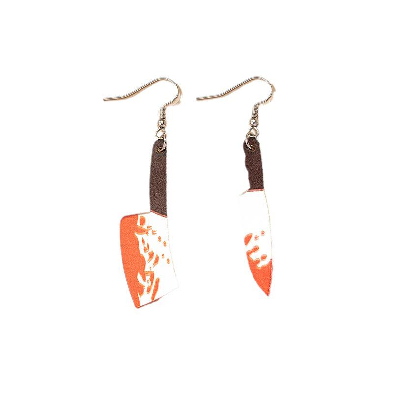 1 par Europeisk og amerikansk grenseoverskridende Halloween tegneserie blodig kjøttøks øredobber Dame morsomme overdrevne kniv øresmykker