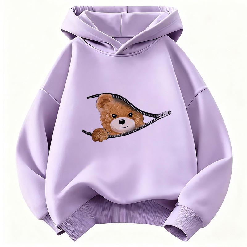 Boys Girls Hooded Sweatshirt Breathable Light Weave Comfort Fit For Playground And Weekend Hangout