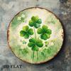 1pc Vintage Four Leaf Clover Round Tin Sign 8x8in Retro Irish Luck Metal Wall Plaque 2D Flat Decor For Bar Cafe Restaurant Office Home