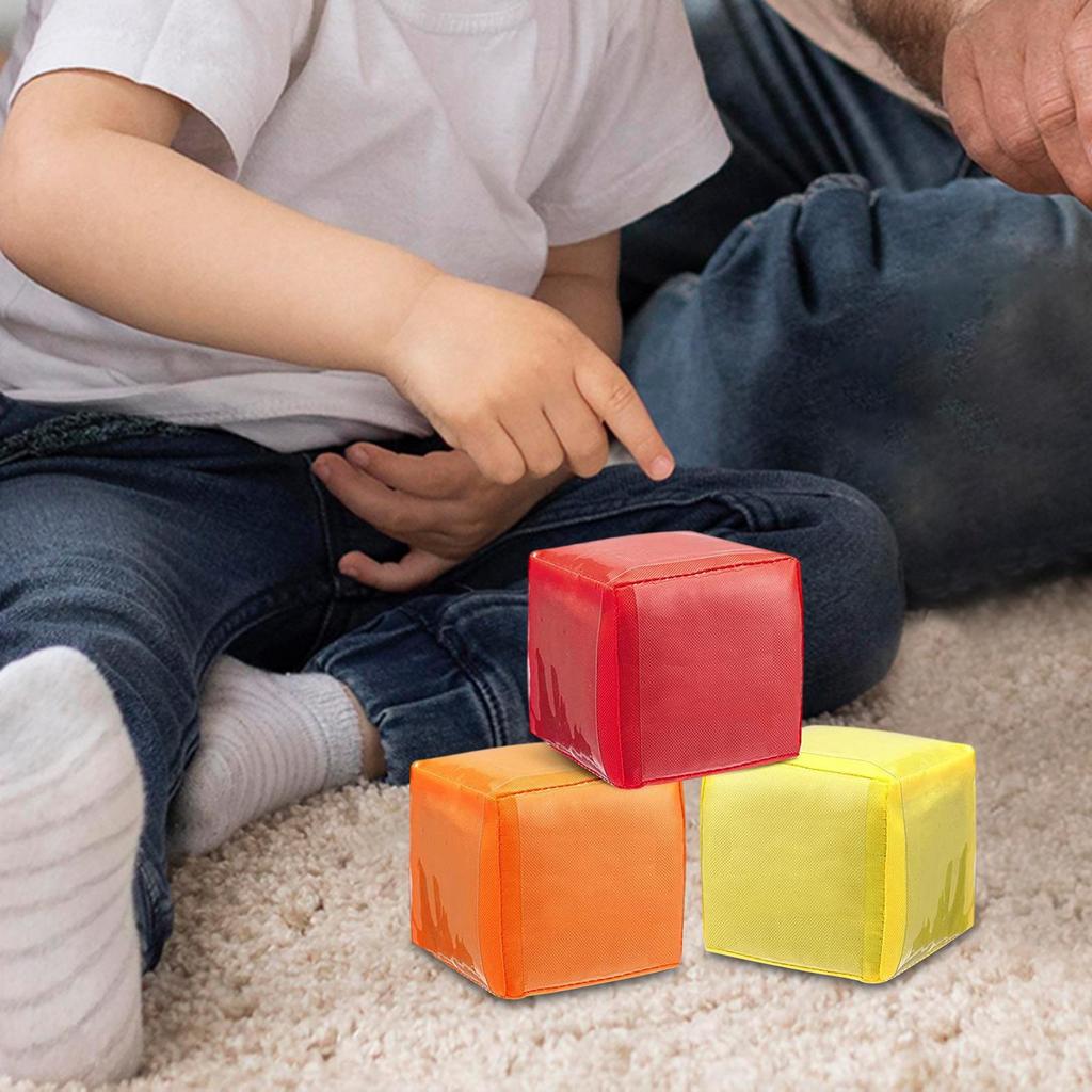 3 Pieces Dice with Clear Pockets Birthday Gift 3.9 inch Large Soft Differentiated Instruction Cubes for Teaching Stacking Blocks