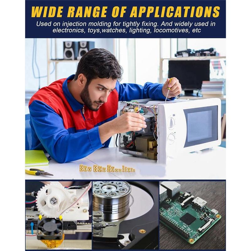 A96I-1000Pcs Threaded Inserts Brass Knurled Nuts Heat Set Insert Tool For Plastic Parts 3D Printing Injection Molding Press