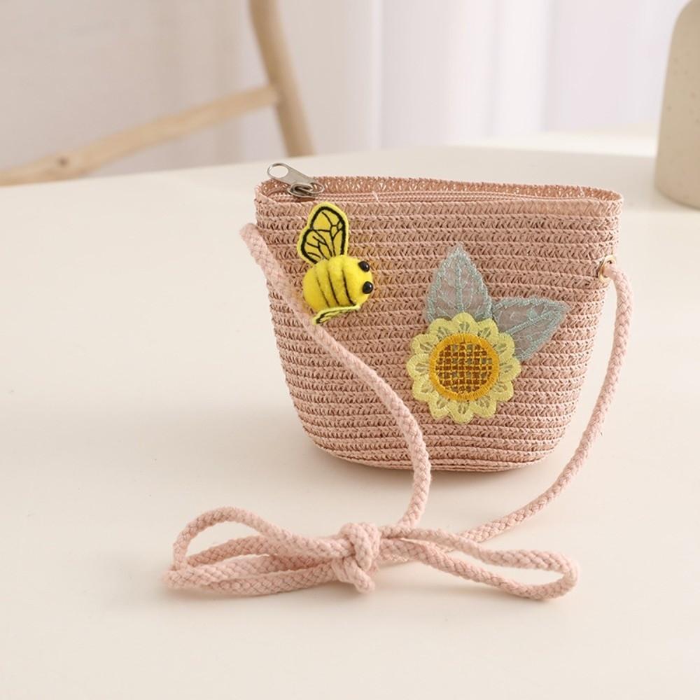 Sweet Kids Sun Straw Hat Sunflower Bee Toddler Outdoor Sun Hat Sun Protection Hat Bag  for Girls