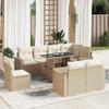 VidaXL Garden Lounge Set with Cushions 9 Pcs Beige Braided Resin 3326339