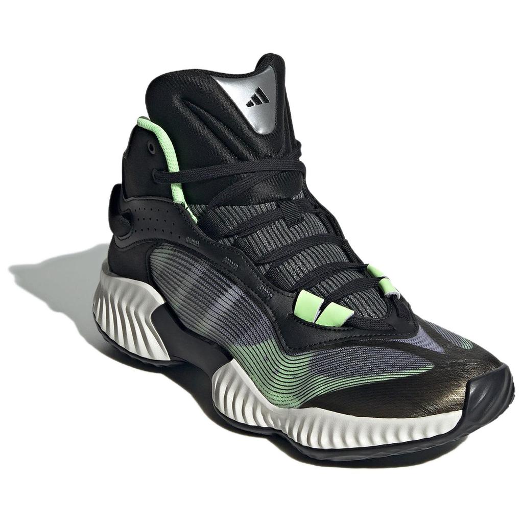 Adidas Pro Ventilate Mid Comfortable Trendy Shock Absorption Non-Slip Basketball Shoes Unisex Sneakers Black White Green JH8079