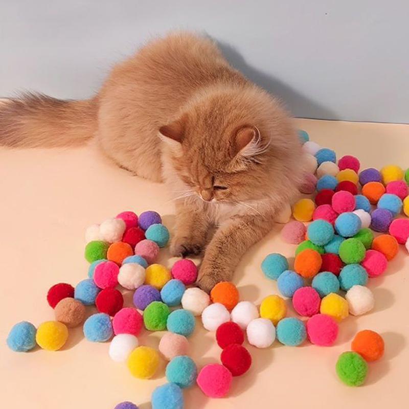 10~60pcs Cats Toys Interactive Training Toy for Pet Kitten Creative Balls Games Stretch Plush Ball Toys Pet Supplies TMZ