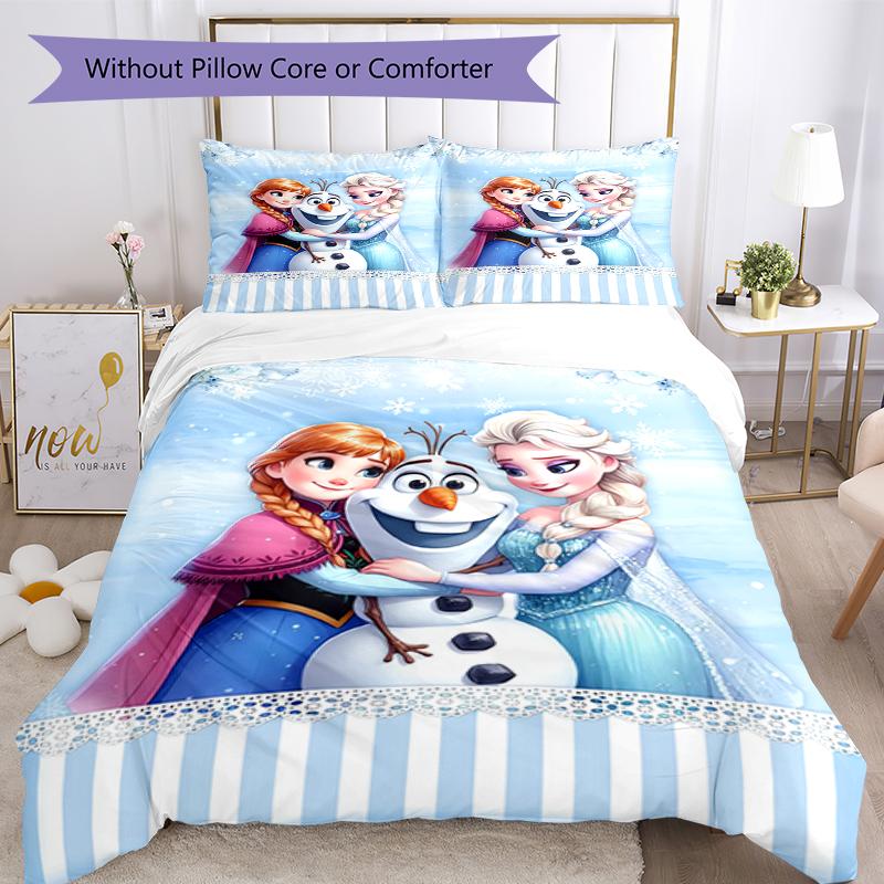 3pcs Elsa Bedding Set Duvet Cover Closure Includes 1 Duvet Cover & 2 Pillowcases, Soft and Comfortable for All Seasons.