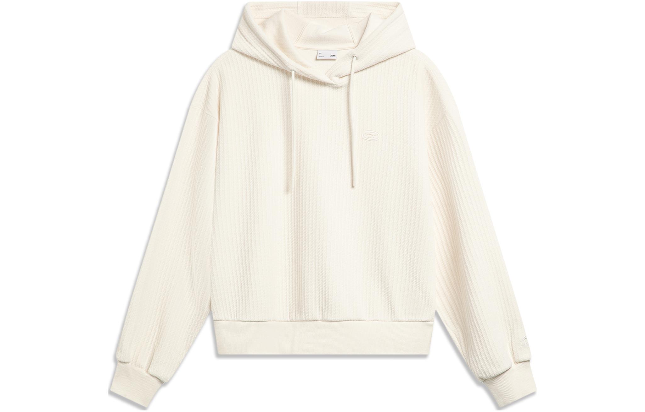 Li Ning Sports Life Collection Sweatshirts Women s Ecru Hooded Thickened Other AWDU044-1 2XL