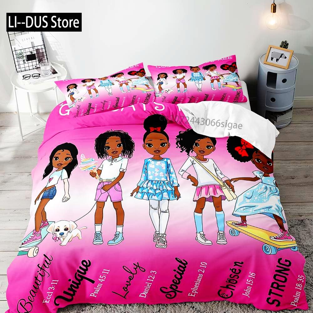 Africkoamerická černošská dívka Magie Povlak na přikrývku Plná velikost Přikrývka Potah na prošívanou deku Inspirativní dárky pro ženy 2 povlaky na polštář 3 ks