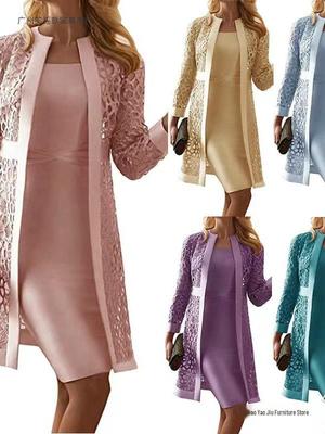 Women's Lace Cardigan & Dress Two-Piece Set
