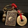 1Pcs Bagua Tai Sui Brand Keychain Brass Gourd Five Emperors Money Keychain Metal Fengshui Pendant Couple Car Key Chain Gift