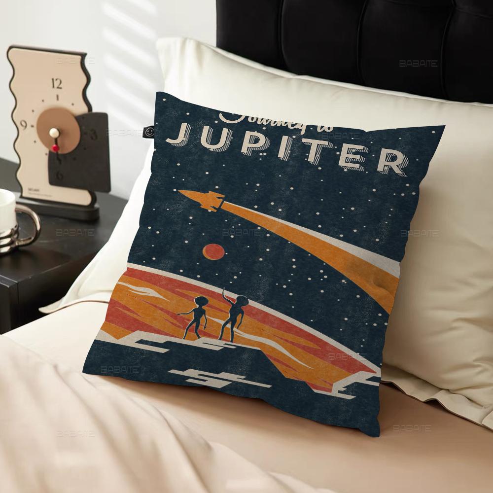 Art Painting Space Retro Alien Travel Landscape Cushion Cover Pillowcase Upholstery Sofa Throw Pillow Home Decor Pillowcas