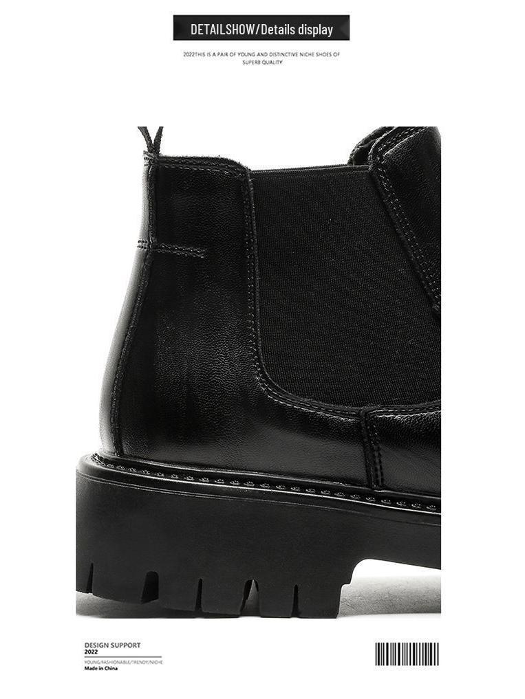 Men's Luxury British Chelsea Boots - Thick Sole, High Top, Black/Brown Leather Ankle Boots