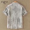 FAPAI Men's Linen Blend Tie-Dye Stand Collar Shirt
