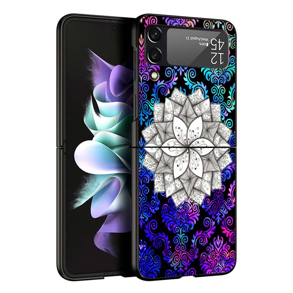 Totem Mandala Colorful Flower Phone Case For Samsung Galaxy Z Flip7 Flip6 5G Flip5 Flip4 Flip3 ZFlip 7 6 3 4 5 Shockproof Back C