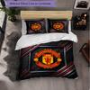 Manchester United Pattern 3 Pieces Bedding Set Soft Microfiber Duvet Cover with Pillow Cases for Bedroom