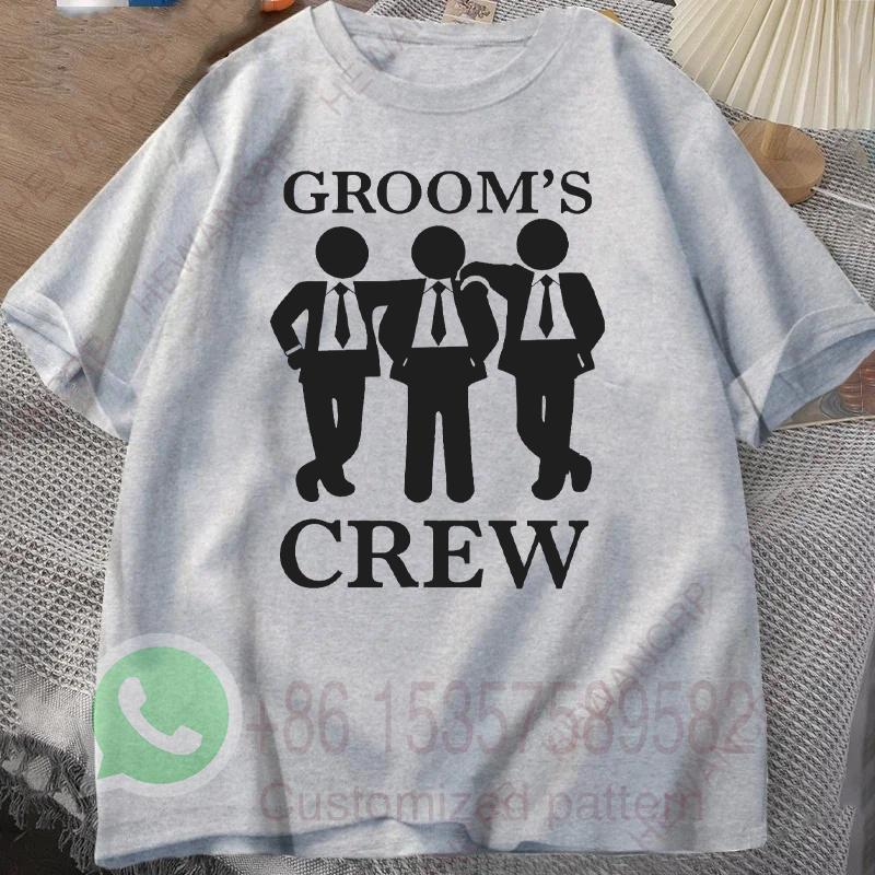 Groom Crew Tshirt Mens Tracksuit Cotton Casual Sportswear Crew Neck Pullover Short Sleeve Tops Breathable Summer Streetwear