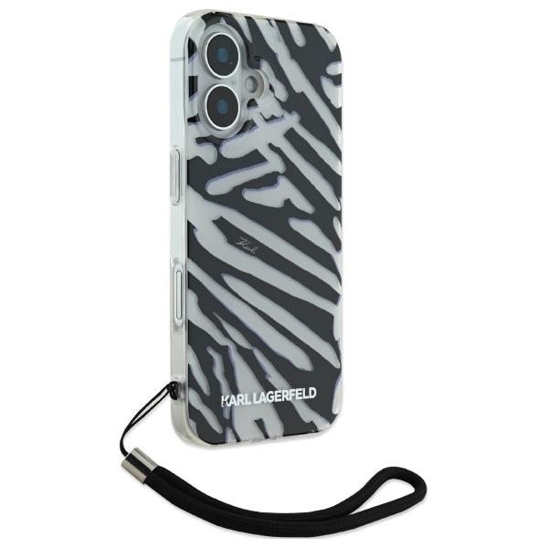 Karl Lagerfeld Klhcp16Shzbpkcck Iphone16 6.1 Czarny/Black Hardcase Iml Zebra Pattern & Cord