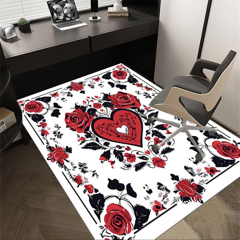 1 Stück Rose Herz Anti-Rutsch Boden Teppich, Büro, Familie, Schlafzimmer, Studio - Großer Teppich, Lebendige Farben-C0498