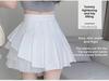 Women's White Pleated Mini Skirt, Ballet-Style High Waist A-Line Tutu Skirt