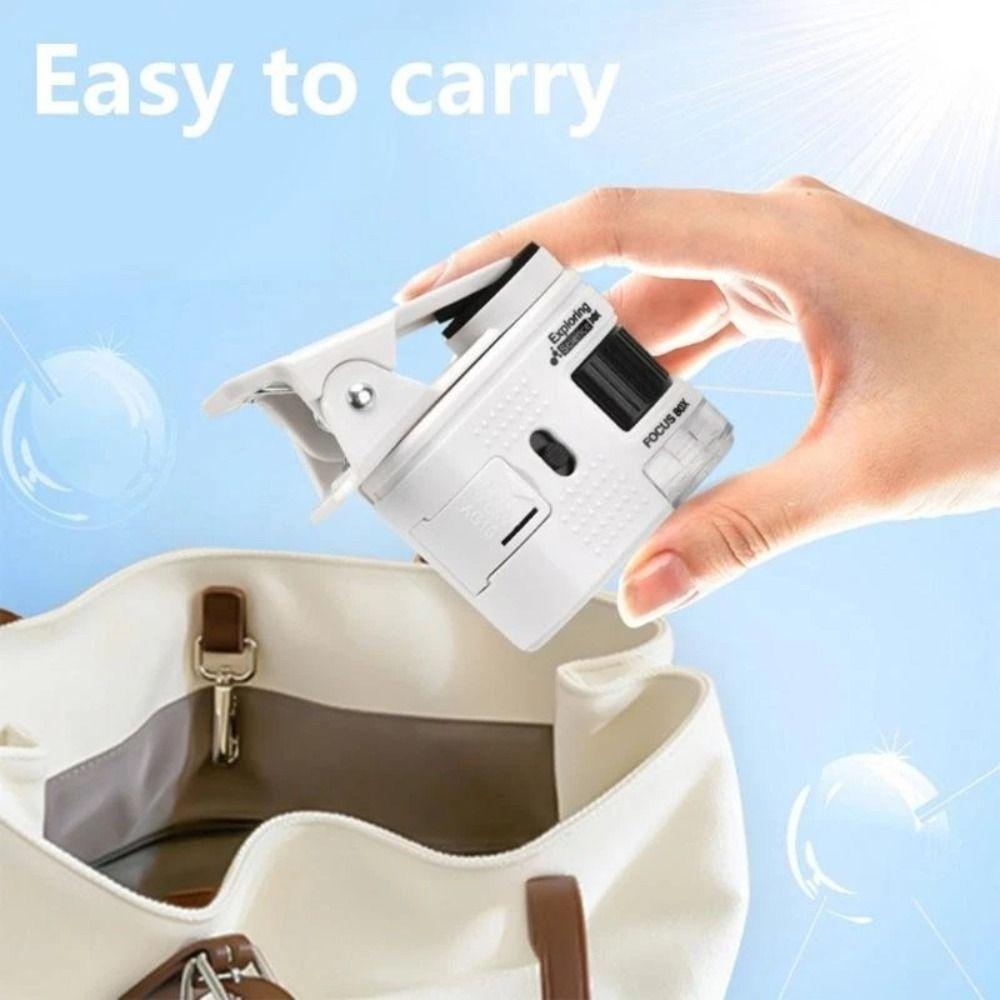 Med LED-lampor Barn Mini Mikroskop Mobiltelefon Kamera Mikroskop för Olika Användningar