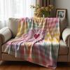Pastel Tropical Hibiscus Floral Cartoon Anime Print Flannel Blanket Soft Warm Throw for Kids Bedroom Sofa Christmas Office Car