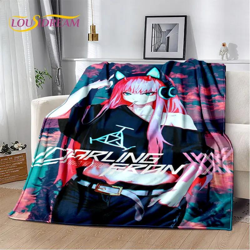 Zero Two DARLING In The FRANXX Soft Plush Blanket,Flannel Blanket Throw Blanket for Living Room Bedroom Bed Sofa Picnic Cover 3D