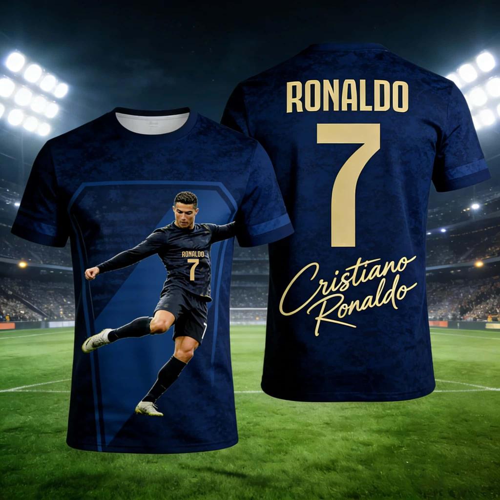 Ronaldo's Summer 3D-printed Comfortable and Loose T-shirt Specially Designed for Football Jerseys