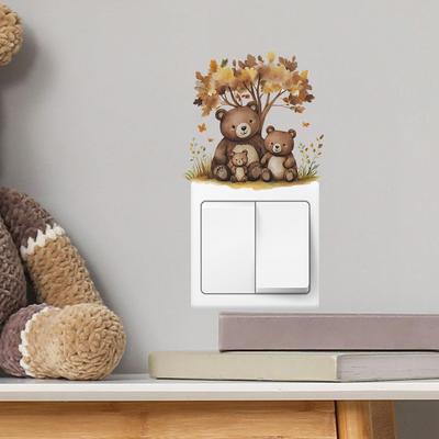 Das Cartoon-Eltern-Kind-Bär-Schlafzimmer, Wohnzimmer und der Eingangsschalter sind mit Wohnverschönerungstapete beklebt.