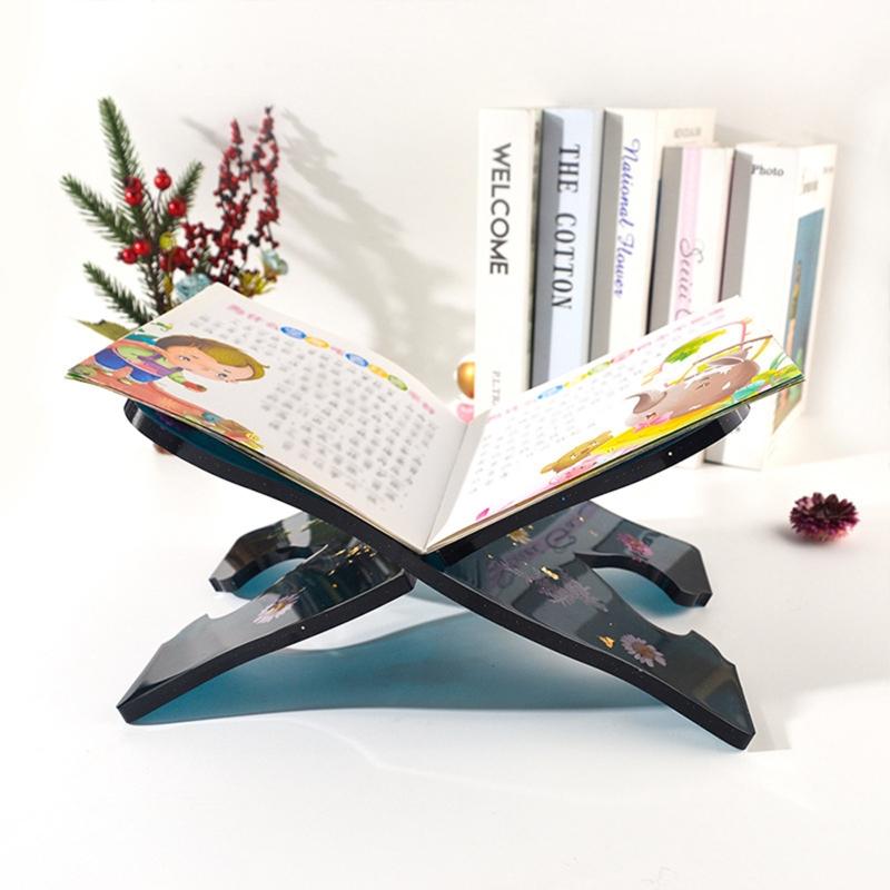 Folding Book Stand Silicone Mold Vintage Quran Intricate Carved Muslim Prayer Book Organizer Bookshelf for Home/Office
