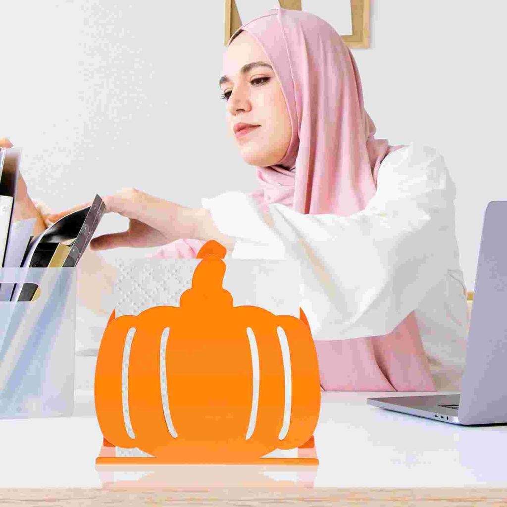 Pumpkin Napkin Holder Table Top Decor Restaurant Storage Rack Paper Stand Organizer Metal Towel Tabletop Dispenser Decorate