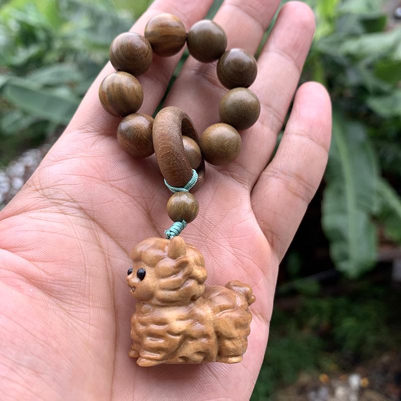 Twelve Zodiac Green Sandalwood Phone Charm - Cute Cartoon Pendant for Bags and Accessories
