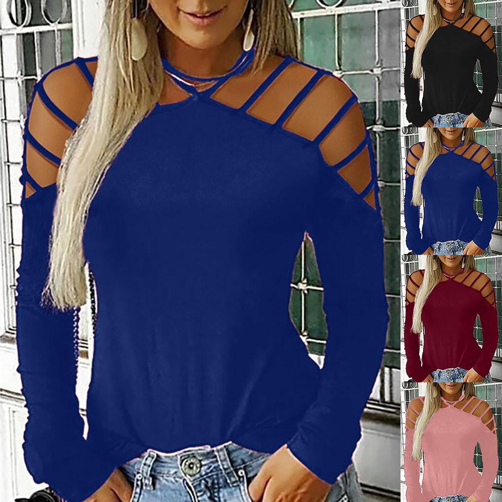 

Женская модная повседневная однотонная рубашка без бретелек с длинными рукавами