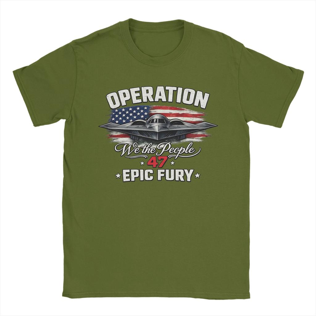Operation Epic Fury Amerikanische Flagge Grafik Patriotische Düsenjäger T-Shirts für Unisex Mode T-Shirts Rundhals Kurzarm Tops