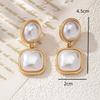 Step into the sense of design Geometric pearl inlaid earrings Light luxury temperament Trendy earrings