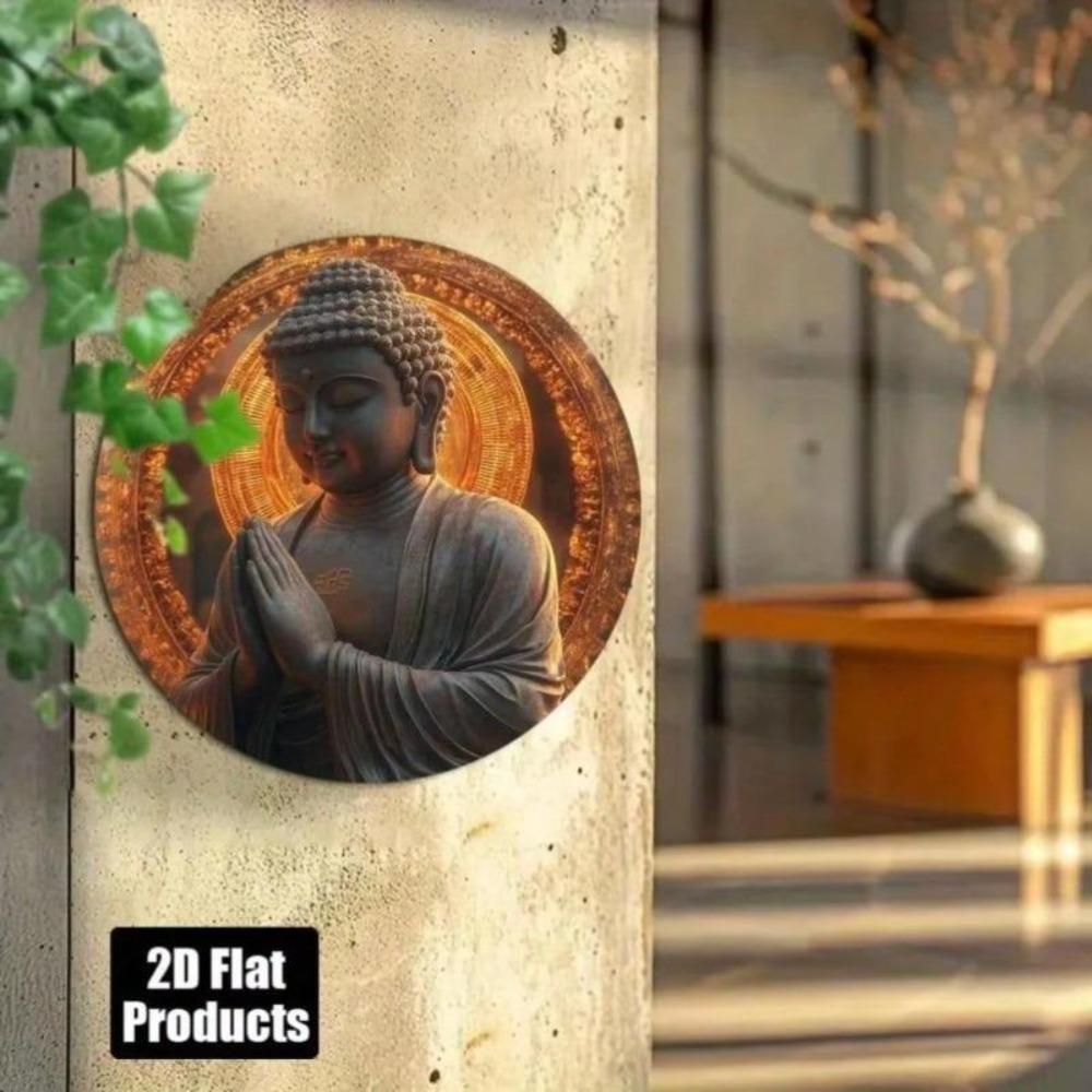 Metal Wall Art Buddhist Canvas Glowing Wood Print Meditation Decor