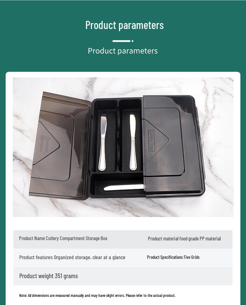 Expandable Kitchen Organizer Box with Built-in Cutlery Compartments and Tableware Storage